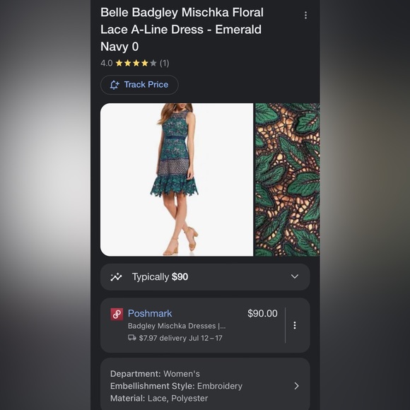 💚NWT Badgley Mischka Deanndra Dress - Picture 6 of 7